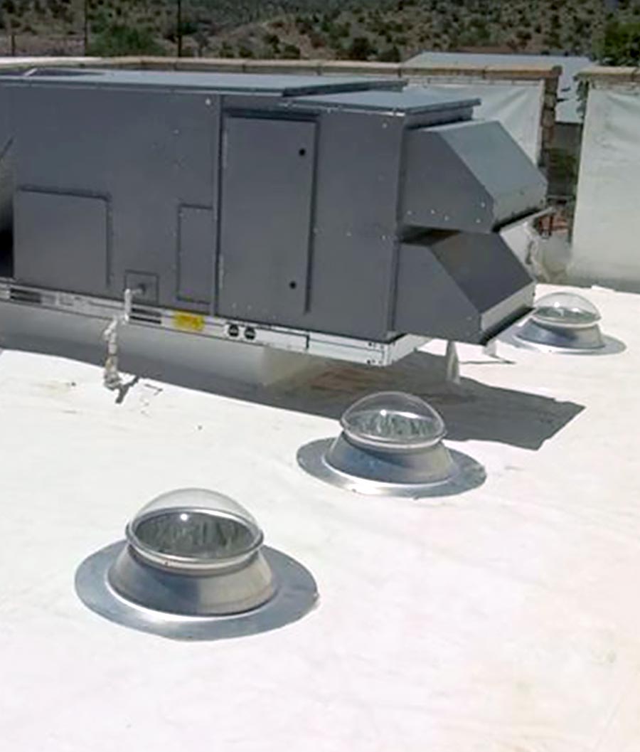 Natural Light flat roof tubular skylight installed on foam roof